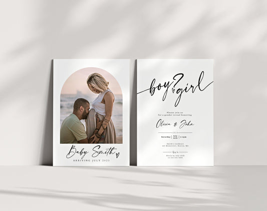 Editable Canva gender reveal invite to print or send digitally