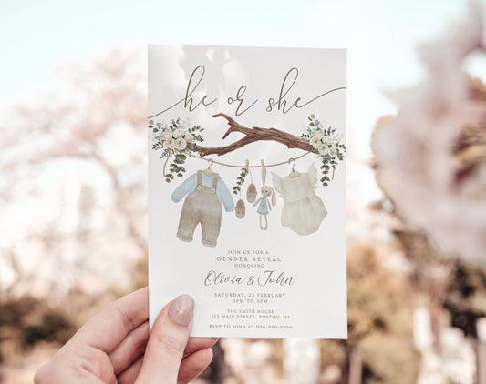 Editable Canva gender reveal invite to print or send digitally