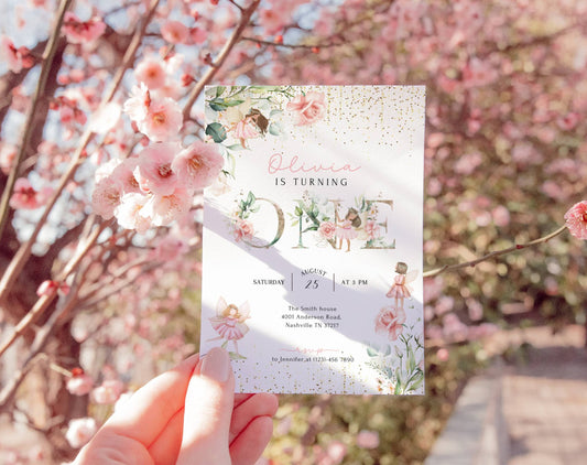 Editable Canva 1st birthday invite to print or send digitally