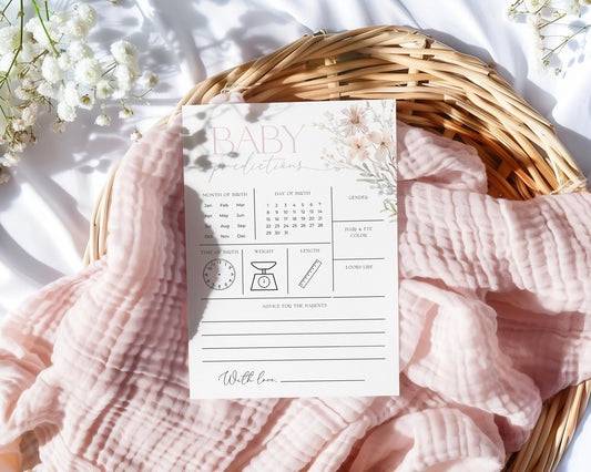 Pink wildflower baby shower games bundle for guest activities