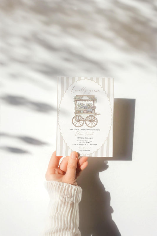 Editable Canva baby shower invite to print or send digitally