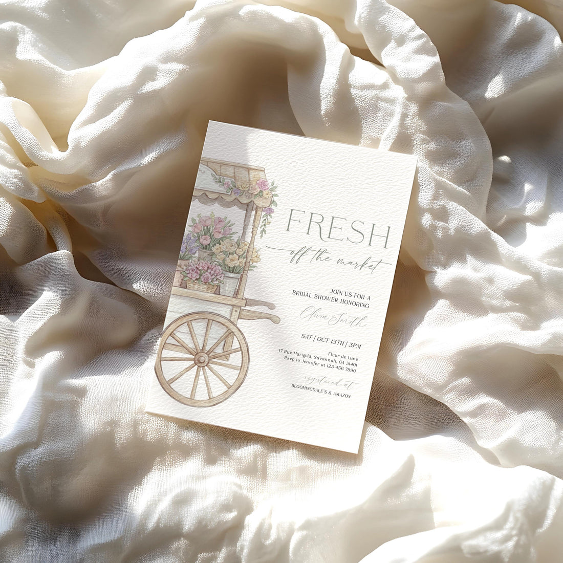 Fresh Off the Market bridal shower invitation