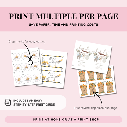 Print multiple party templates on one page with the included print guide