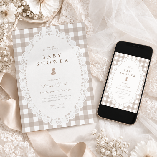 We can bearly wait baby shower invitation - Digital invite