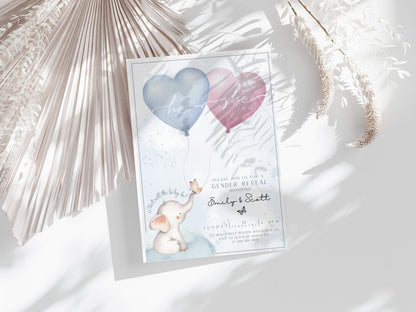 Gender Reveal Invitation for gender reveal guests and party details