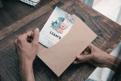 Editable Canva 1st birthday invite to print or send digitally