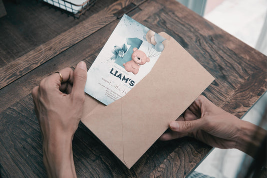 Editable Canva 1st birthday invite to print or send digitally