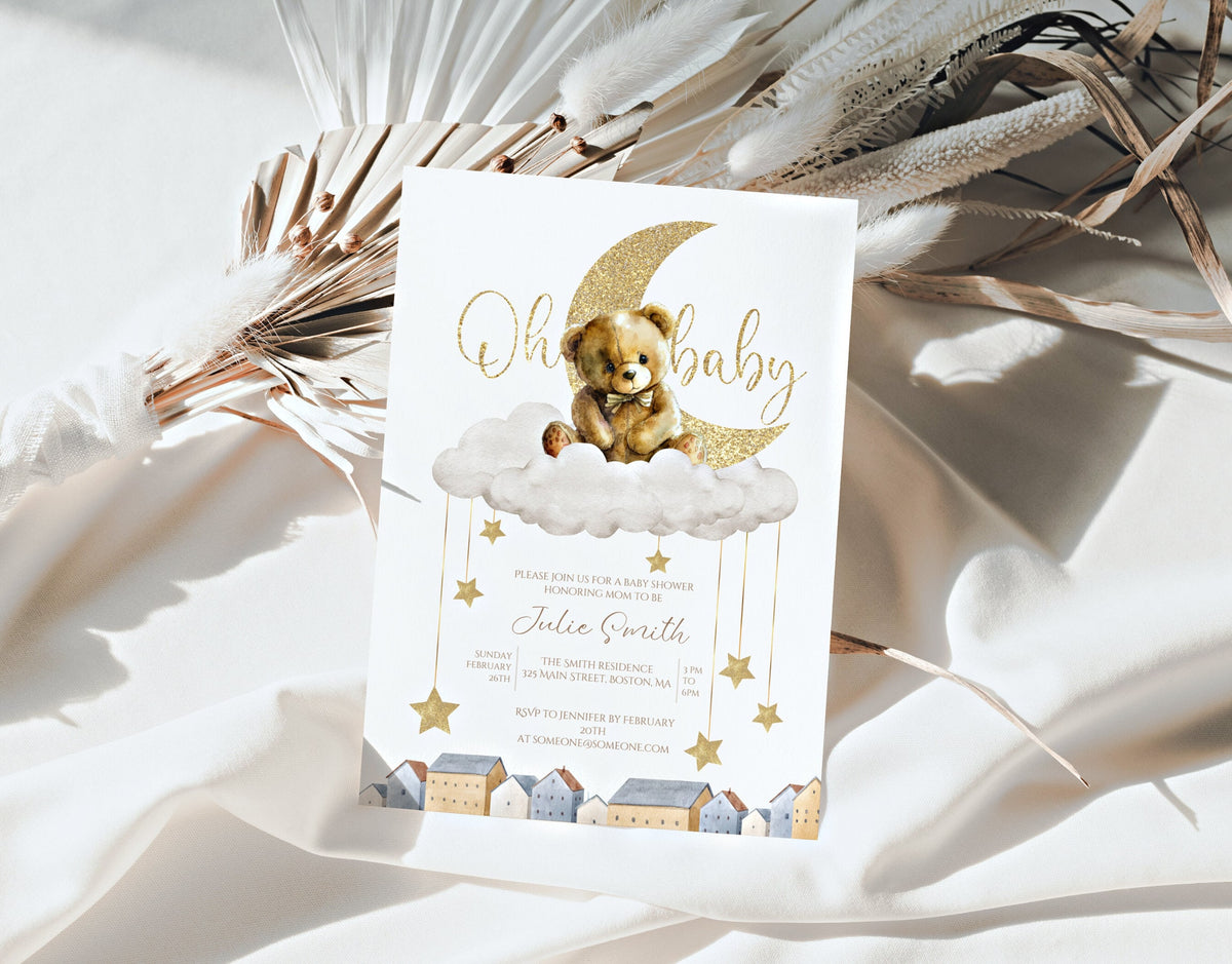 boho and gold baby shower invite for a personalized celebration