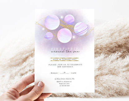 Space 1st Birthday Invitation for 1st birthday guests and party details