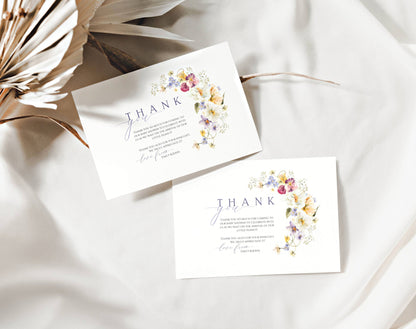 Colorful Wildflower Baby Shower Thank You Card, editable Canva template