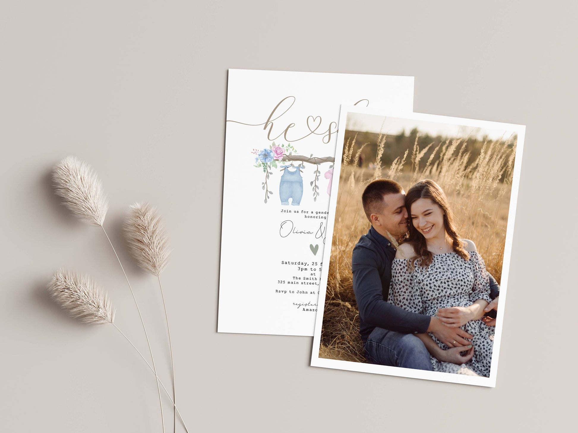 Invitation - Gender Reveal, editable Canva template