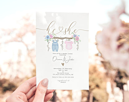 Editable Canva gender reveal invite to print or send digitally