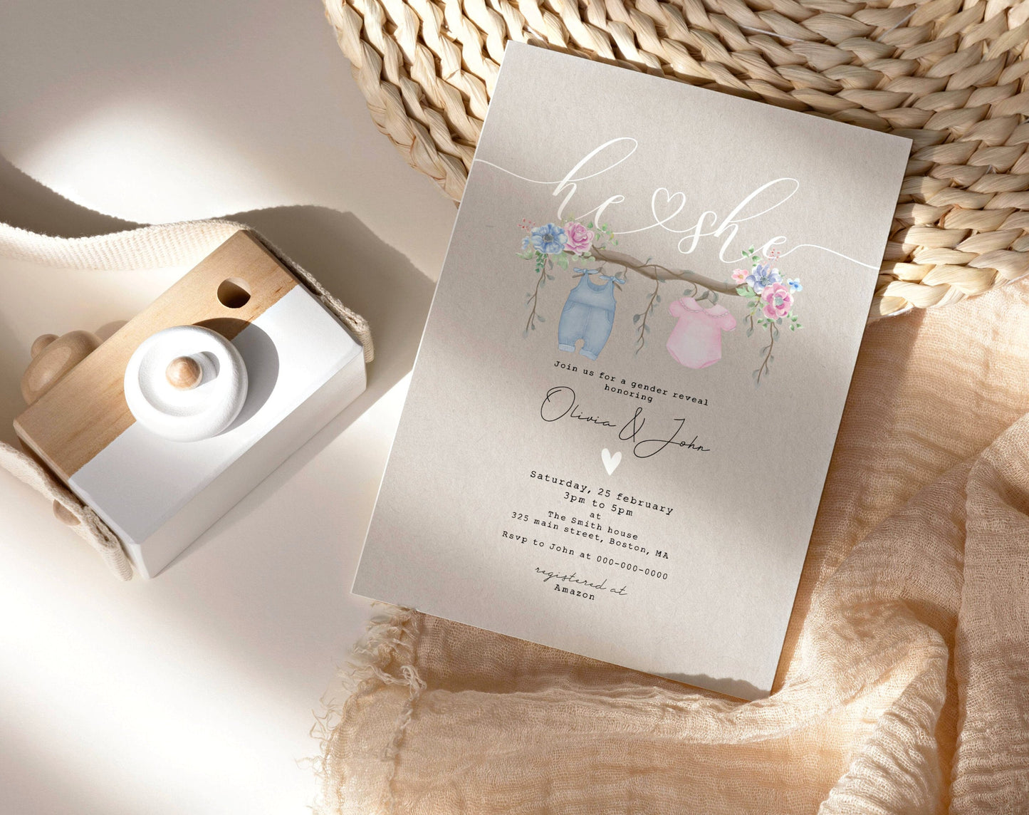 Invitation - Gender Reveal, editable Canva template