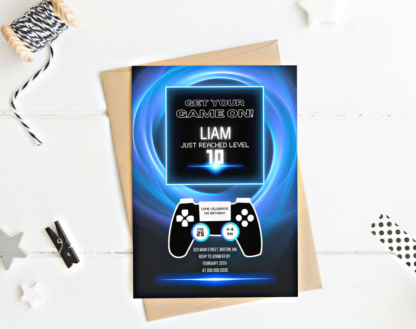 Gaming Birthday Boy Invitation for birthday boy guests and party details