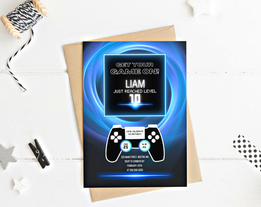 Gaming Birthday Boy Invitation for birthday boy guests and party details