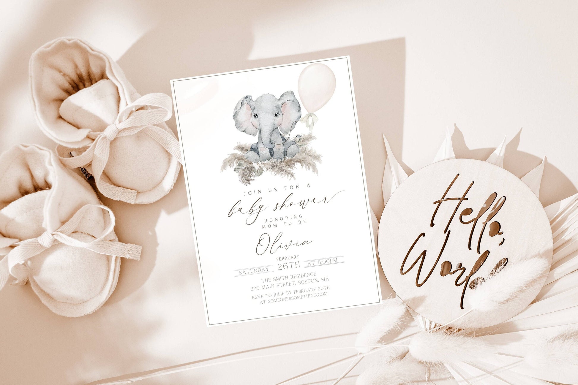 Invitation - Baby Shower, editable Canva template
