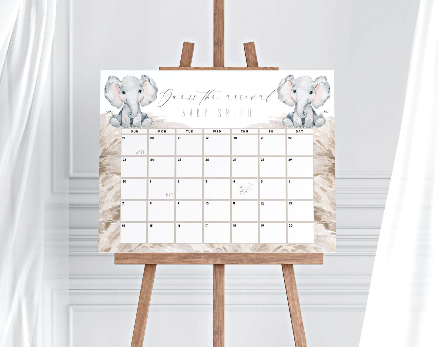 Due Date Calendar Baby Shower Game for baby shower party decor and supplies