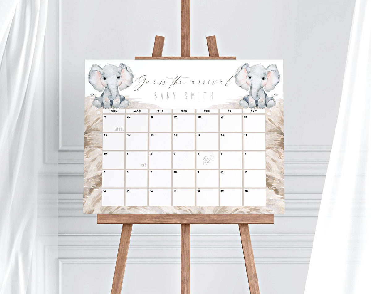 Due Date Calendar Baby Shower Game for baby shower party decor and supplies