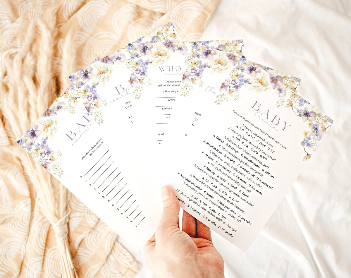 Editable Canva baby shower game bundle for instant download and printing
