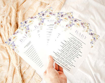 Editable Canva baby shower game bundle for instant download and printing