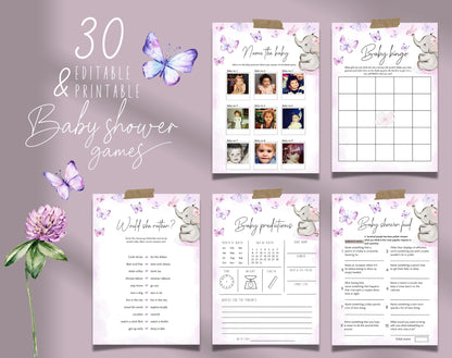 Baby Shower games bundle with printable game cards signs tickets and activities
