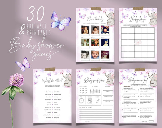 Baby Shower games bundle with printable game cards signs tickets and activities
