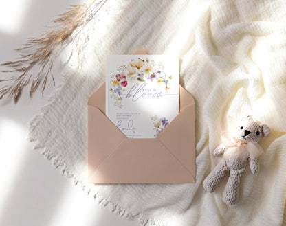 Invitation - Baby in Bloom Baby Shower, editable Canva template