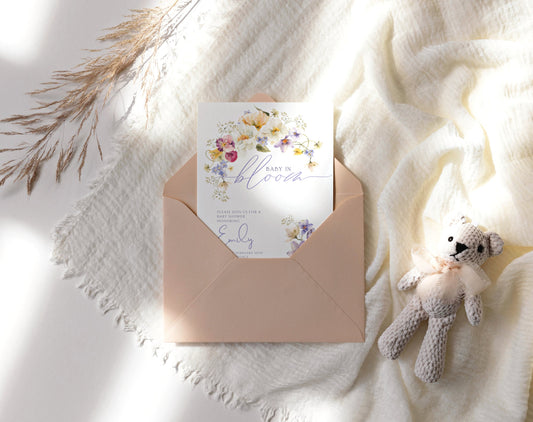 Invitation - Baby in Bloom Baby Shower, editable Canva template
