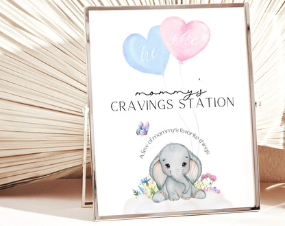 Butterfly Gender Reveal Cravings Station Sign for gender reveal party decor and supplies