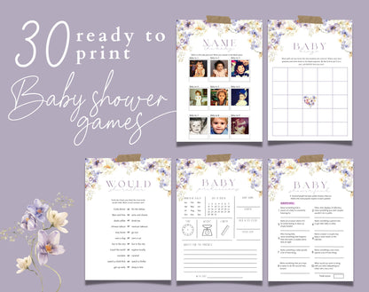 Baby Shower games bundle with printable game cards signs tickets and activities