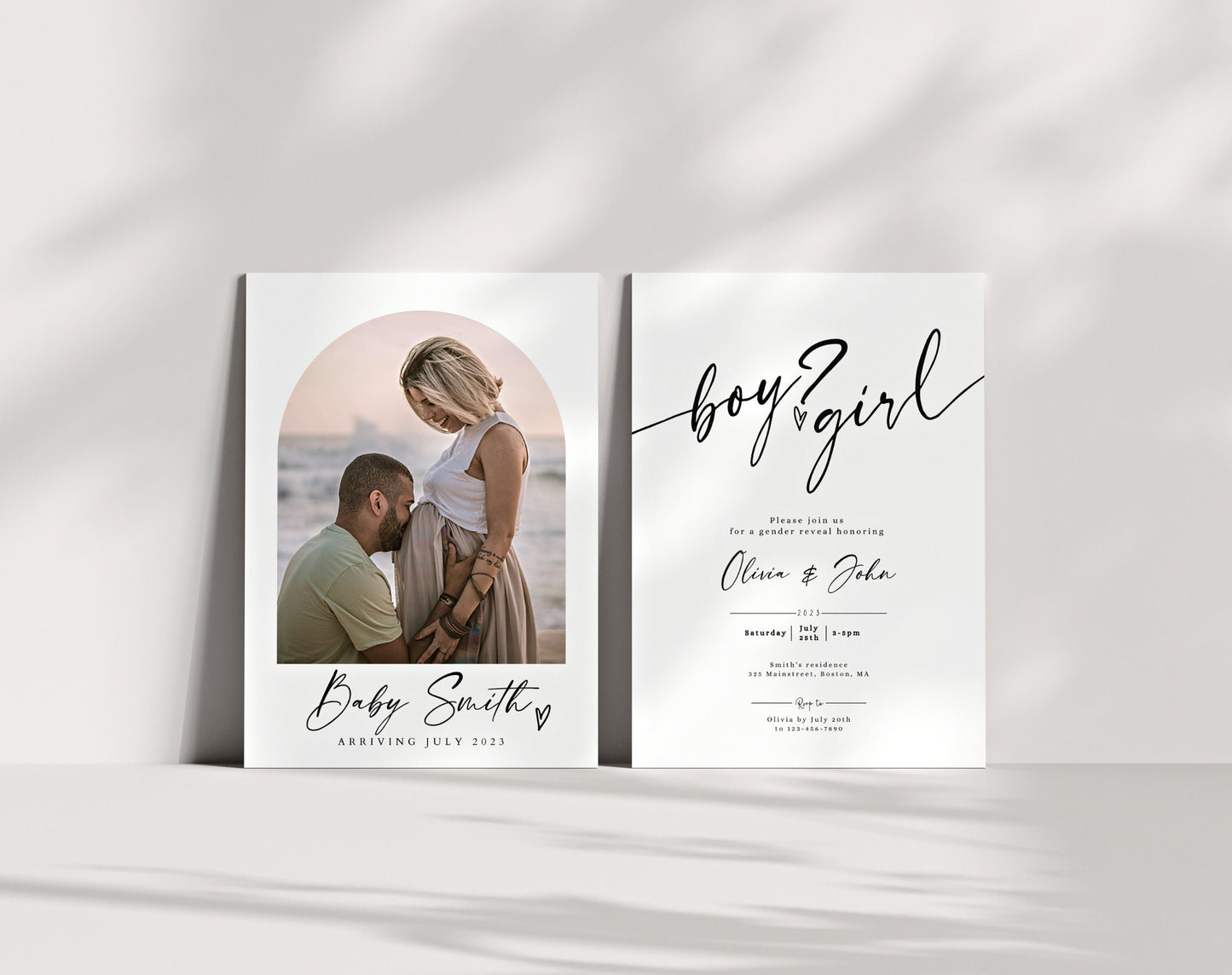 Editable Canva gender reveal invite to print or send digitally