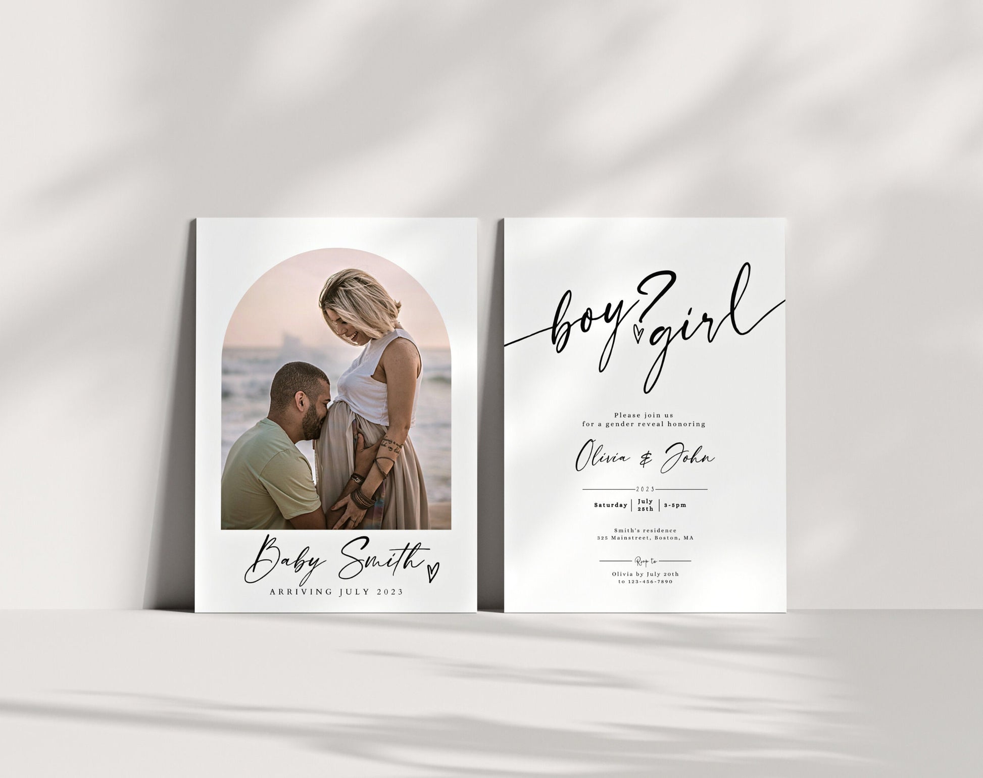 Editable Canva gender reveal invite to print or send digitally