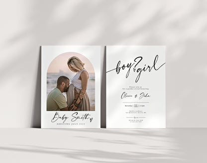 Editable Canva gender reveal invite to print or send digitally