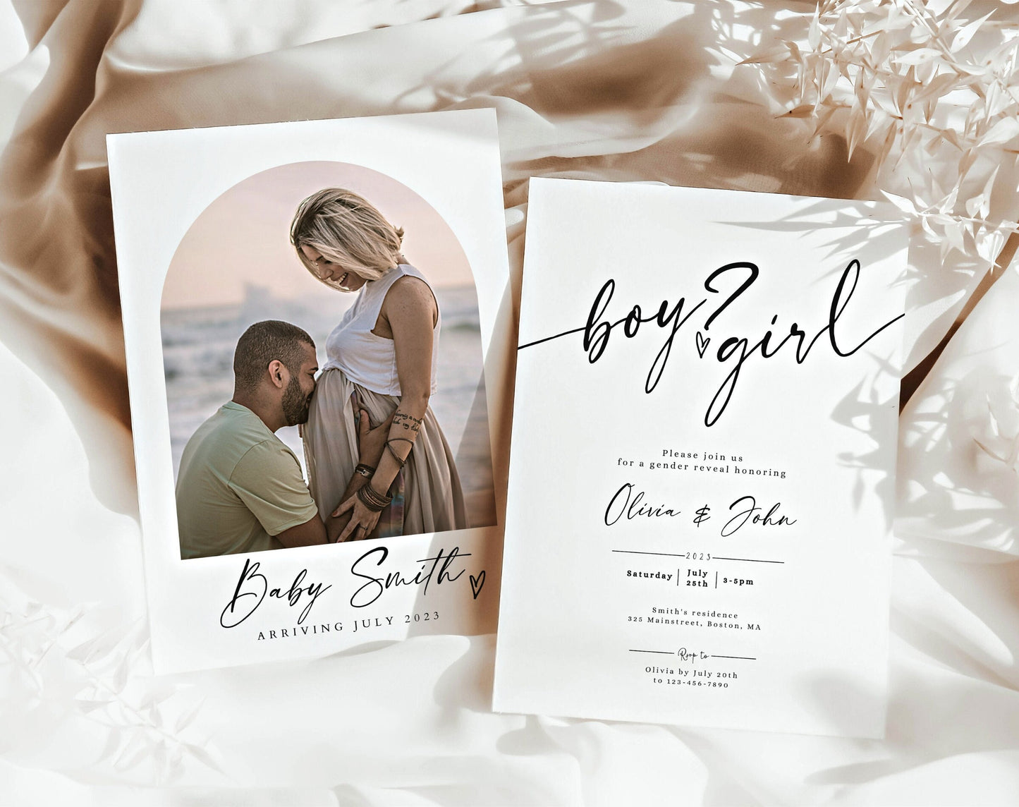 Gender Reveal Invitation for gender reveal guests and party details