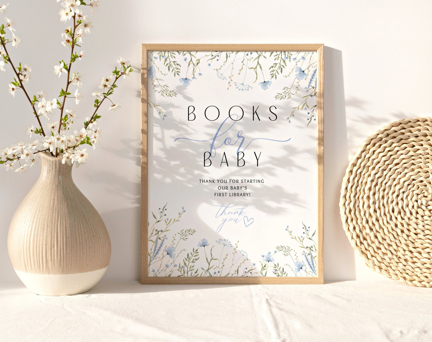 Baby Shower Books for Baby Set - Baby in Bloom, editable Canva template