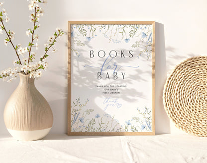 Baby Shower Books for Baby Set - Baby in Bloom, editable Canva template
