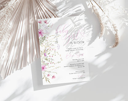 Invitation - Baby in Bloom Baby Shower, editable Canva template