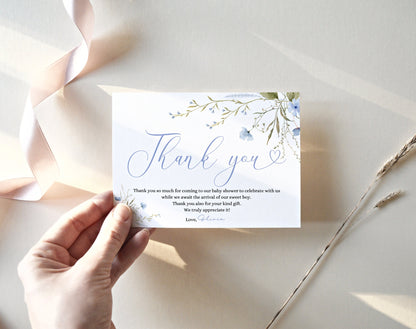 Baby Boy in Bloom Invitation Set, editable Canva template