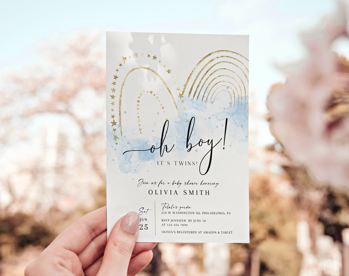 Invitation - Rainbow Baby Shower, editable Canva template