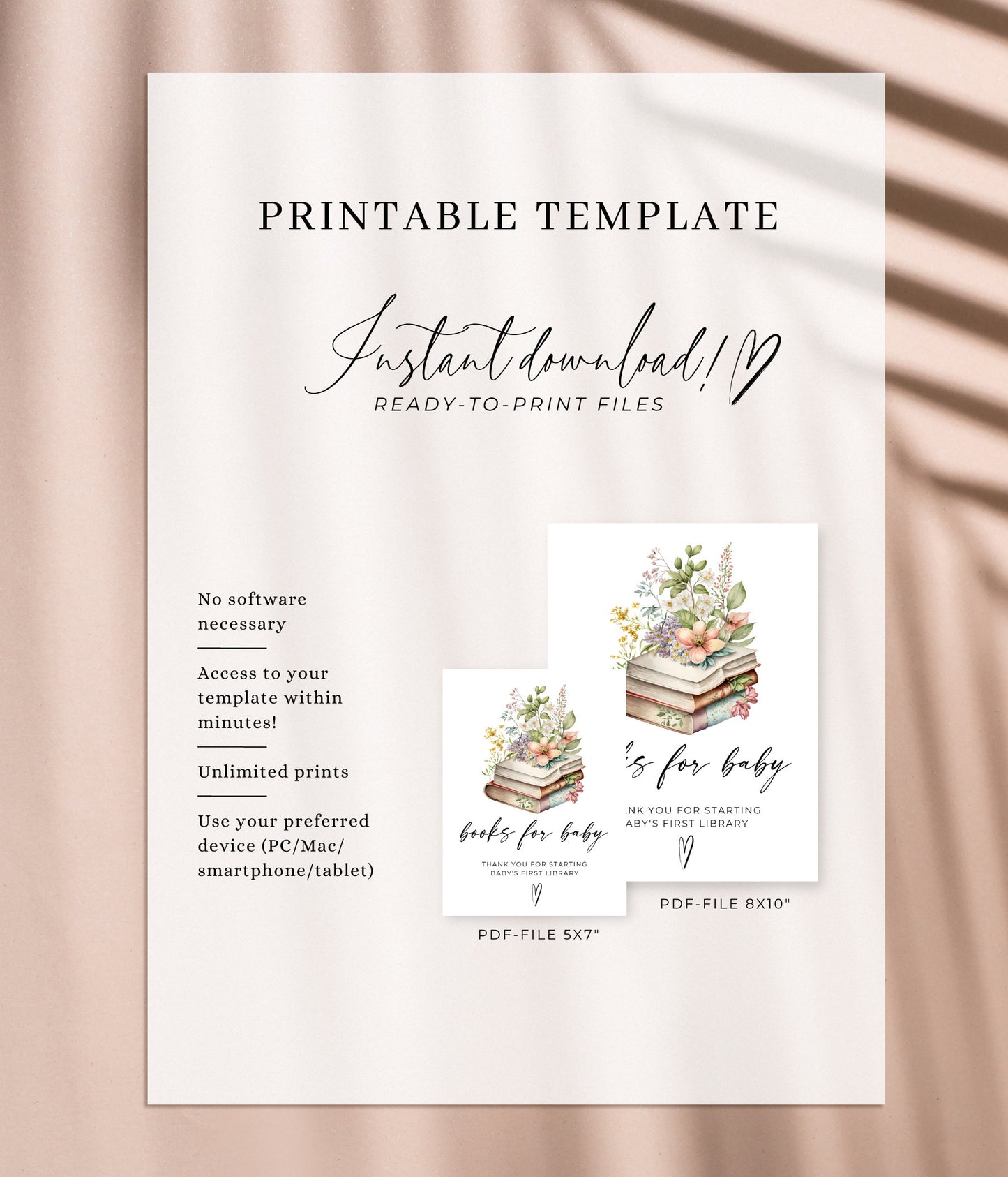 Baby Boy in Bloom Books for Baby Sign, editable Canva template