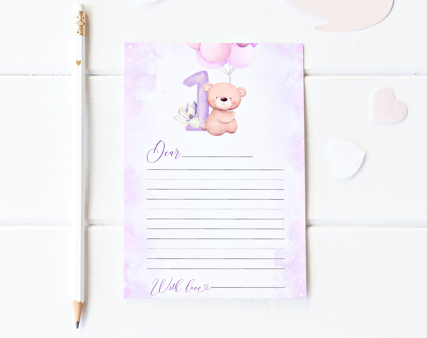 Pastel teddy bear 1st birthday girl time capsule set