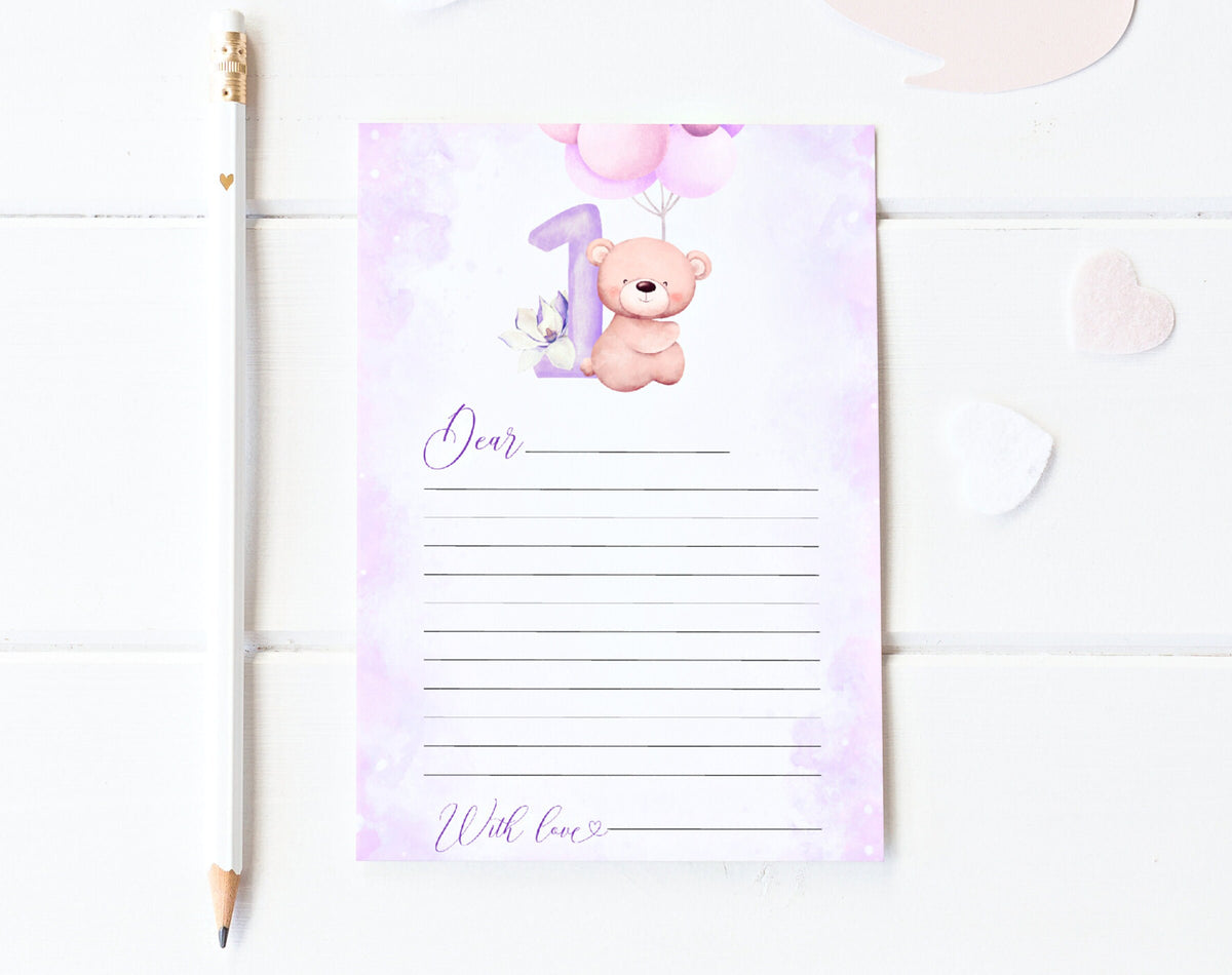Pastel teddy bear 1st birthday girl time capsule set