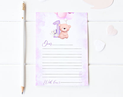Pastel teddy bear 1st birthday girl time capsule set