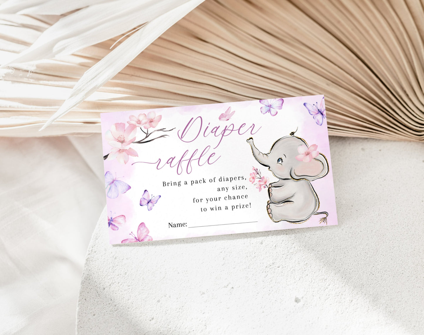 Butterfly Baby Shower Diaper Raffle Sign & Tickets, printable PDF files
