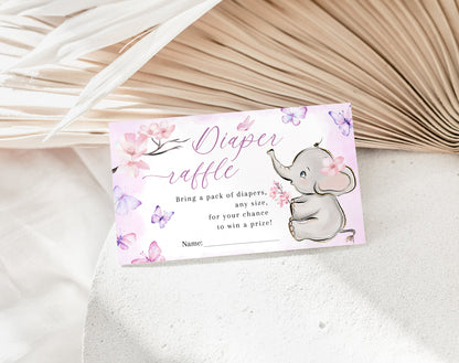 Butterfly Baby Shower Diaper Raffle Sign & Tickets, printable PDF files