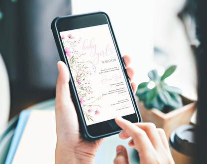 Invitation - Baby in Bloom Baby Shower, editable Canva template