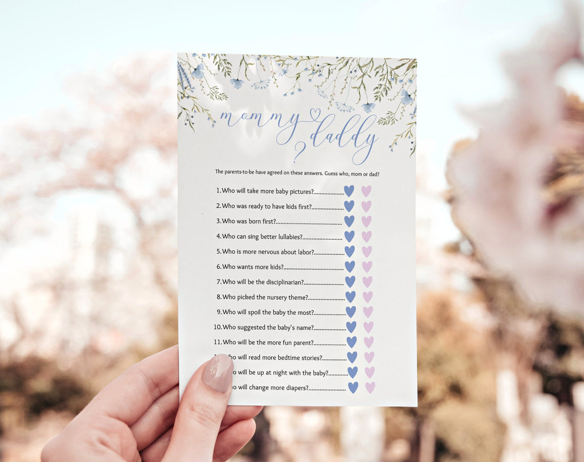 Editable Canva mom or dad game to download and print