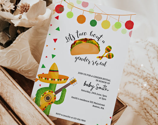 Gender Reveal Invitation for gender reveal guests and party details