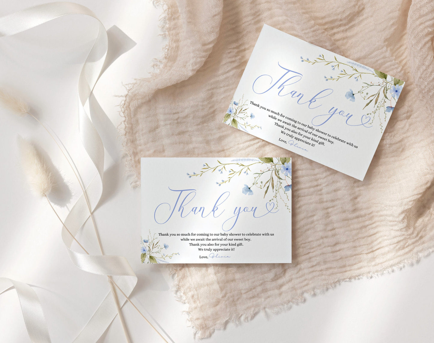 Thank You Card - Baby in Bloom Baby Shower, printable party stationery