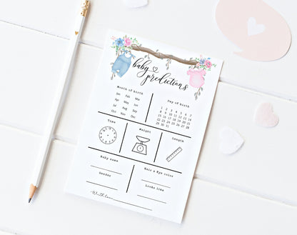 Editable Canva baby predictions card to download and print